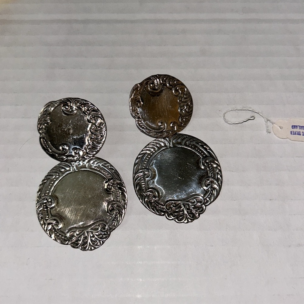 Vintage Sterling Silver 9.25 Pierced Earrings Embossed Dangle Light Weight